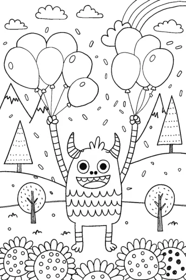 A coloring page of Giggles Monster Coloring Page