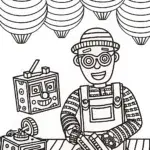 Blippi’s Magical Toy Workshop Coloring Page