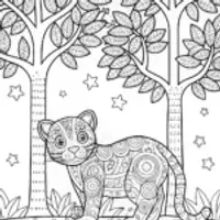 The Enchanted Panther and the Wish Trees Coloring Page