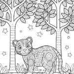 The Enchanted Panther and the Wish Trees Coloring Page