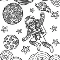 Ninja’s Cosmic Adventure Coloring Page