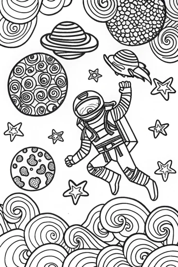 A coloring page of Ninja’s Cosmic Adventure Coloring Page