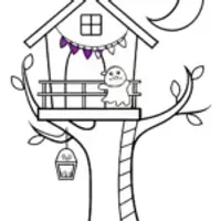 The Enchanted Halloween Treehouse Coloring Page