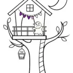 The Enchanted Halloween Treehouse Coloring Page