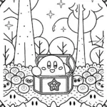 Kirby’s Enchanted Treasure Hunt Coloring Page