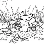 Pikachu’s Picnic Adventure Coloring Page