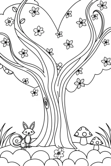 A coloring page of Heart of the Forest Coloring Page
