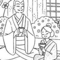 Demon Slayer’s serene tea moment coloring page