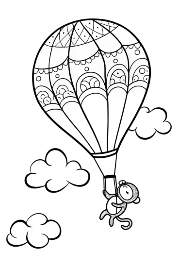 A coloring page of Rainbow Sky Adventure Coloring Page