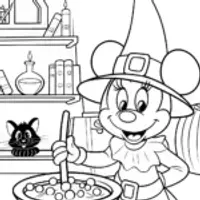 Minnie Mouse’s Enchanted Potion Laboratory Coloring Page