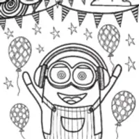 Minion Moonlight Dance Party Coloring Page