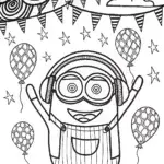 Minion Moonlight Dance Party Coloring Page