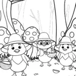 Chickens on a Quest for Golden Eggs Coloring Page