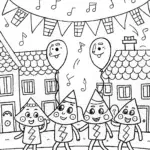 Lightning Bolt Festival Parade Coloring Page