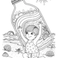 The Rainbow Message in a Bottle Coloring Page