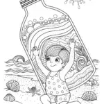 The Rainbow Message in a Bottle Coloring Page