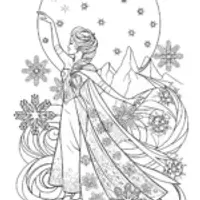 Elsa’s Celestial Ice Dance Coloring Page