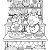 Cheer Bear and Funshine Bear Baking Contest Coloring Page