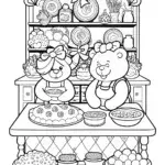 Cheer Bear and Funshine Bear Baking Contest Coloring Page