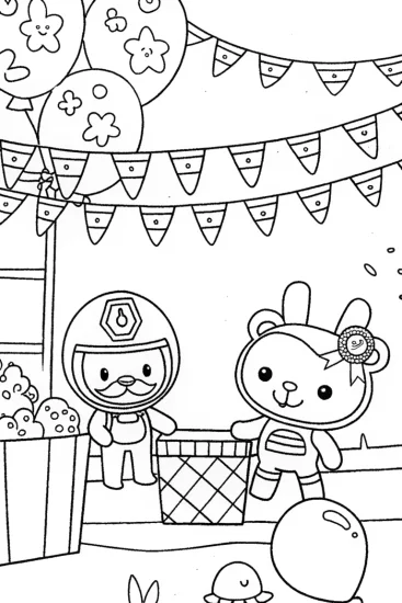 A coloring page of Captain Barnacles and Peso’s Ocean Carnival Coloring Page