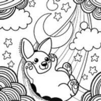 Puppy Under the Starlit Canopy Coloring Page