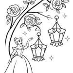 Belle and the Beast’s Enchanted Lanterns Coloring Page