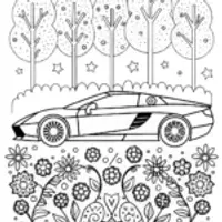 Lamborghini in a magical garden scene