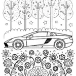 Lamborghini in a magical garden scene