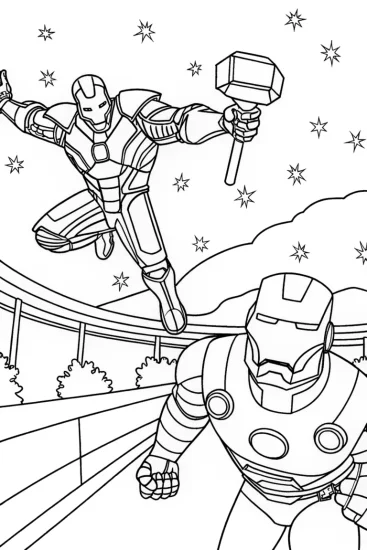 A coloring page of Avengers Intergalactic Relay Race Coloring Page