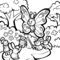 Butterfly Symphony in the Park Coloring Page
