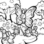 Butterfly Symphony in the Park Coloring Page