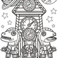 Dino Time Travelers Coloring Page