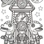 Dino Time Travelers Coloring Page