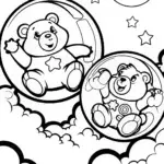 Care Bears in a Dreamy Bubble World Coloring Page