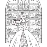 Princess in the Enchanted Library Coloring Page