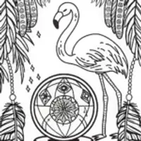 Flamingo fortune teller’s mystical insights coloring page