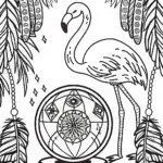 Flamingo fortune teller’s mystical insights coloring page