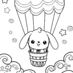 Cinnamoroll’s Cloudy Balloon Journey Coloring Page