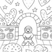 Ninja Cookie Adventure Coloring Page