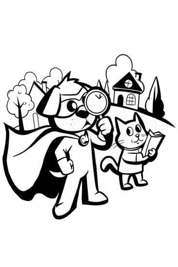 A coloring page of The Super Pet Detective Agency Coloring Page