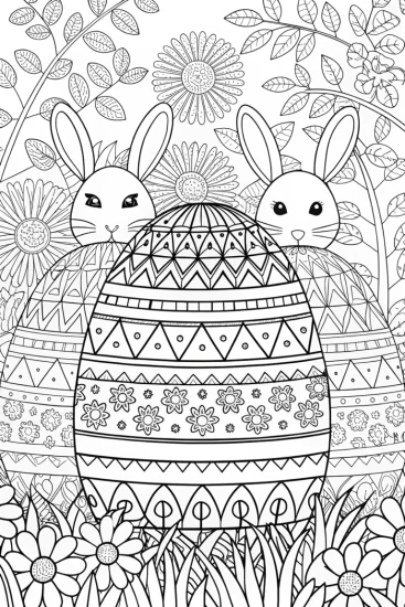 A coloring page of Easter Egg Garden Maze Coloring Page