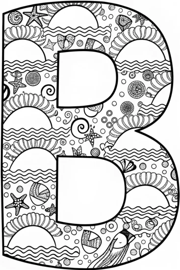 A coloring page of Beach Party Letter ‘B’ Coloring Page