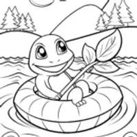 Charmander’s Leaf Raft Adventure Coloring Page