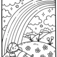 Rainbow Dreams and Starry Wishes Coloring Page