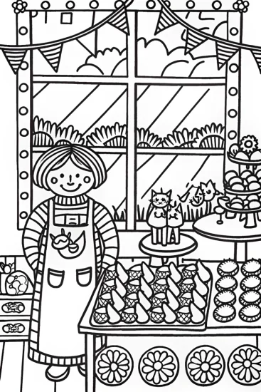 A coloring page of Gabby’s Cat Café Adventure Coloring Page