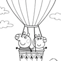 Peppa Pig’s Magical Hot Air Balloon Adventure Coloring Page