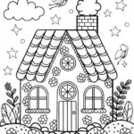 Gingerbread House in the Enchanted Garden Coloring Page