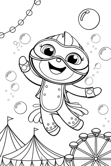 A coloring page of Axolotl’s Enchanted Carnival Coloring Page