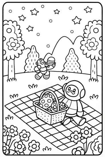 A coloring page of Buzz Lightyear’s Intergalactic Picnic Coloring Page