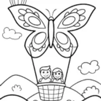 Butterfly Hot Air Balloon Ride Coloring Page